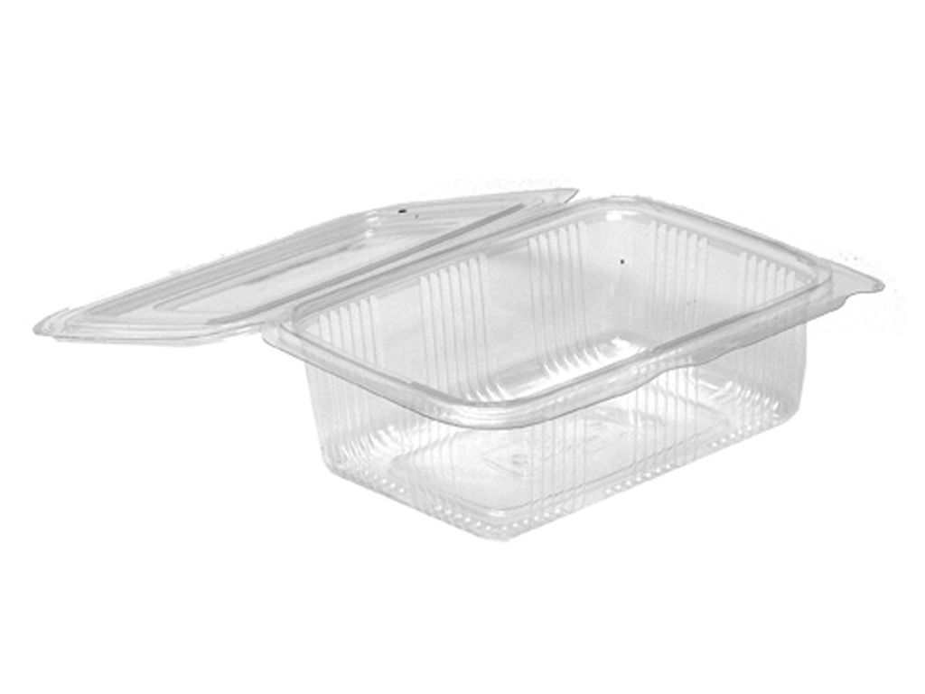 RECT HINGED LID CONTAINER PET, 750CC 400/BOX V06