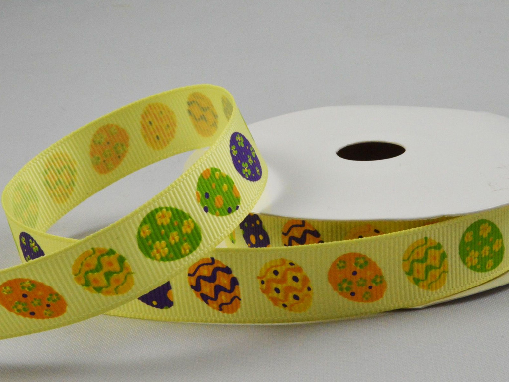 RIBBON - EASTER EGG PRINTED 25MM X 10MTR ROLL