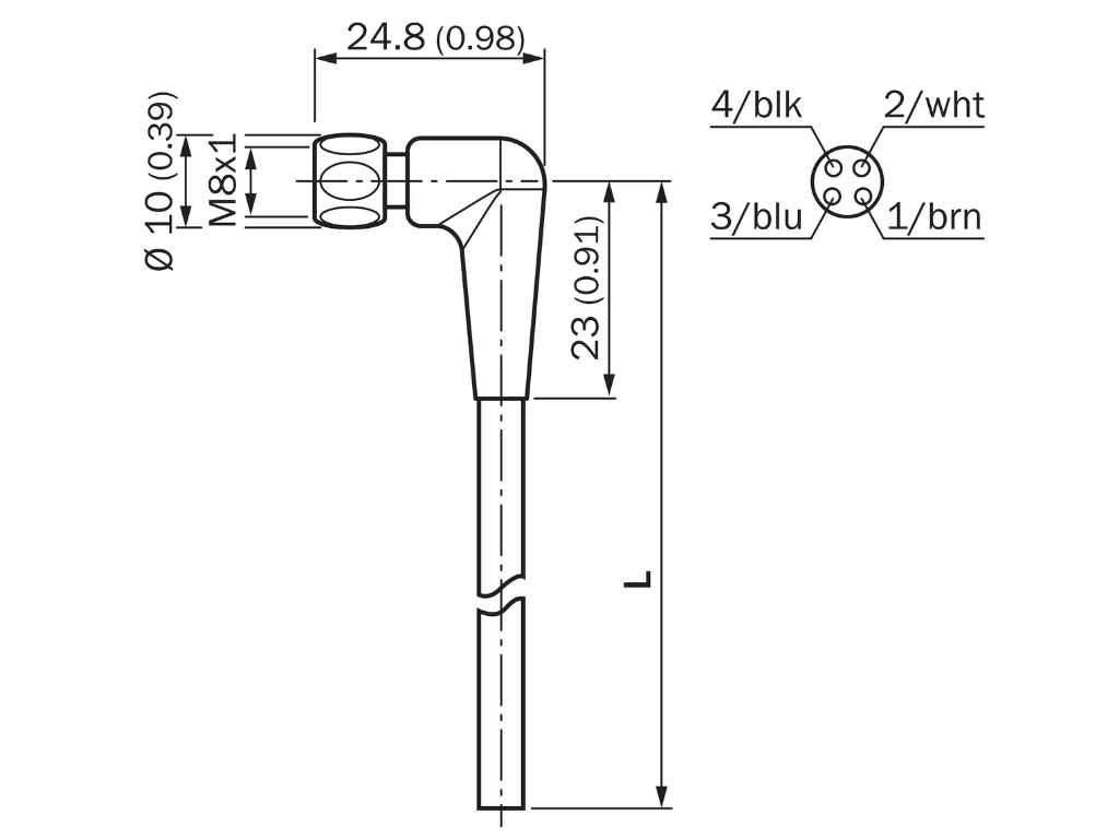 5M 90DEG 4 Pin Cable DOL-0804-L05MRN