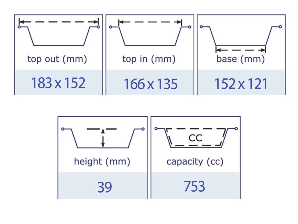 Aluminium Smoothwall Tray 183 X 152 X 39MM 753CC