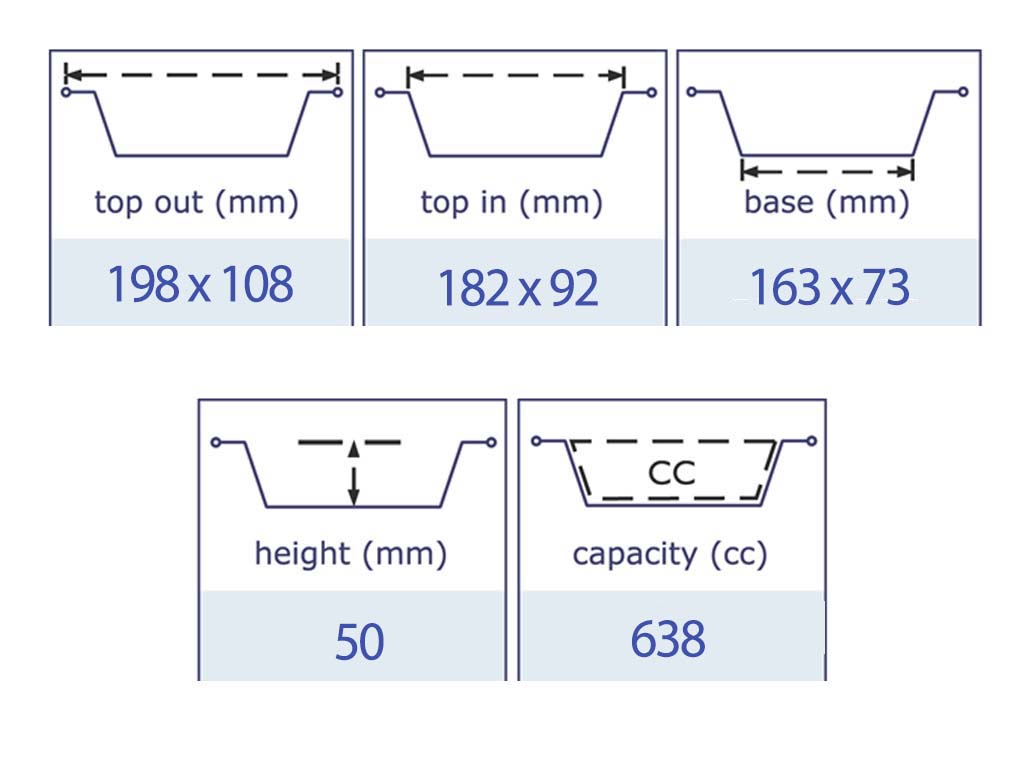 Aluminium Smoothwall Tray 198 X 108 X 50MM Oblong
