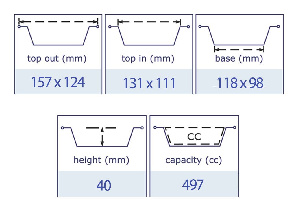 Aluminium Smoothwall Tray 157 X 124 X 40MM 497CC