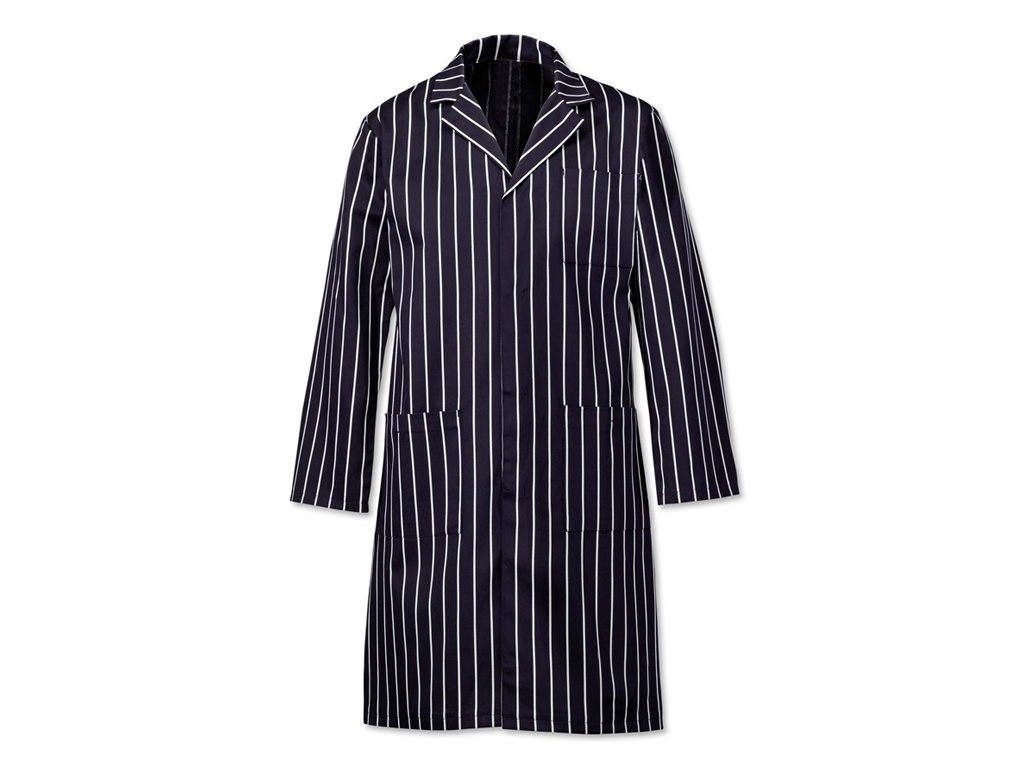 NAVY/WHITE STRIPE COAT MENS COTTON MEDIUM