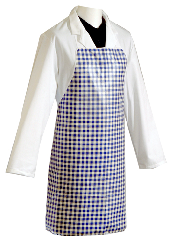 APRON BLUE/WHITE CHECK ACRYLATE 86CM SHORTLENGTH