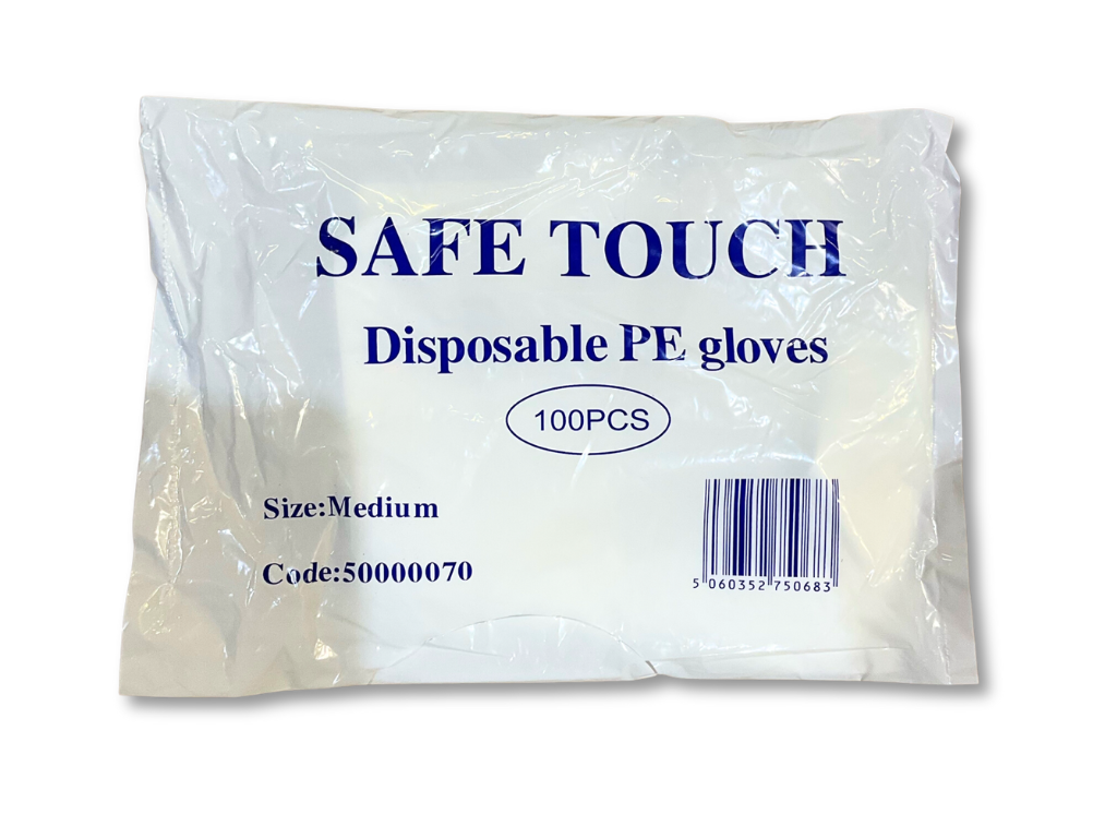 POLYTHENE CLEAR GLOVES MEDIUM 100/PACK