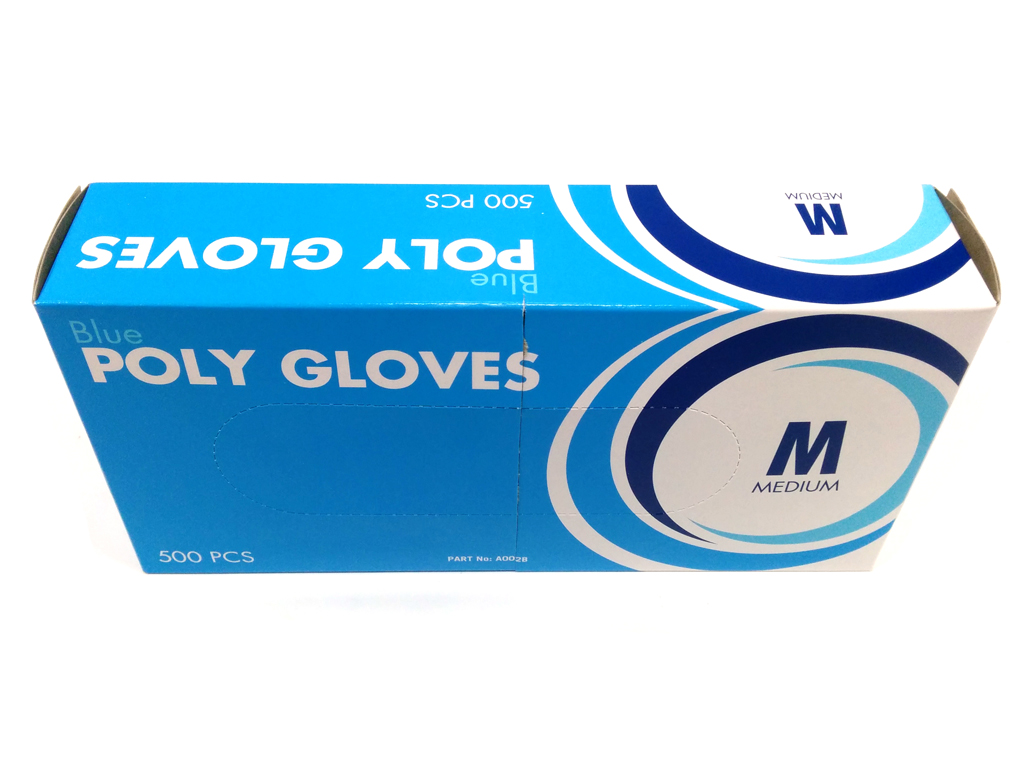 POLYTHENE BLUE GLOVES MEDIUM 500/PACK