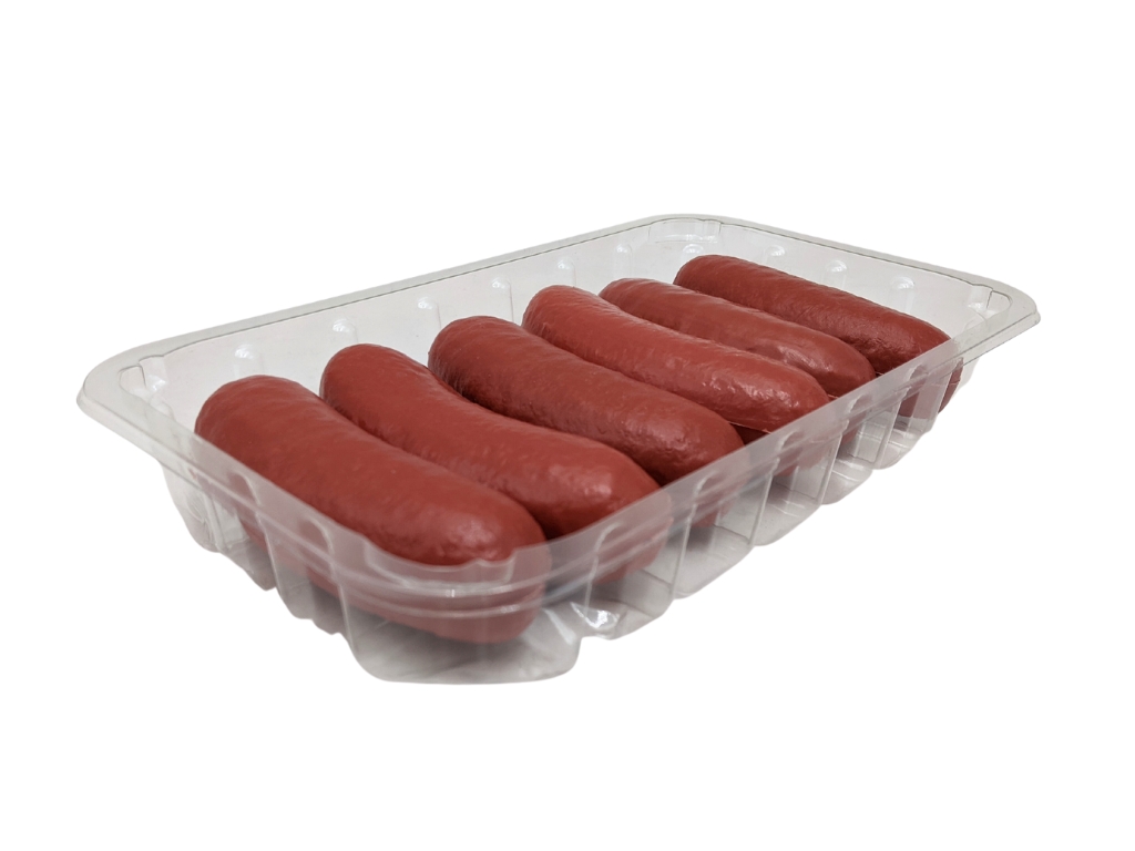 SAUSAGE TRAY 220X130X35 CLEAR RPET 480/PACK