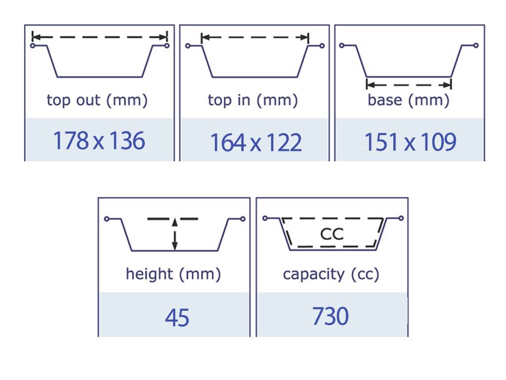 Aluminium Smoothwall Tray 730CC 178X136X45 700/BOX