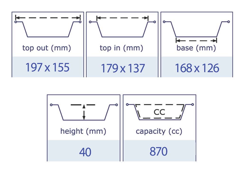 Aluminium Smoothwall Tray 870CC 197X155X40 590/BOX