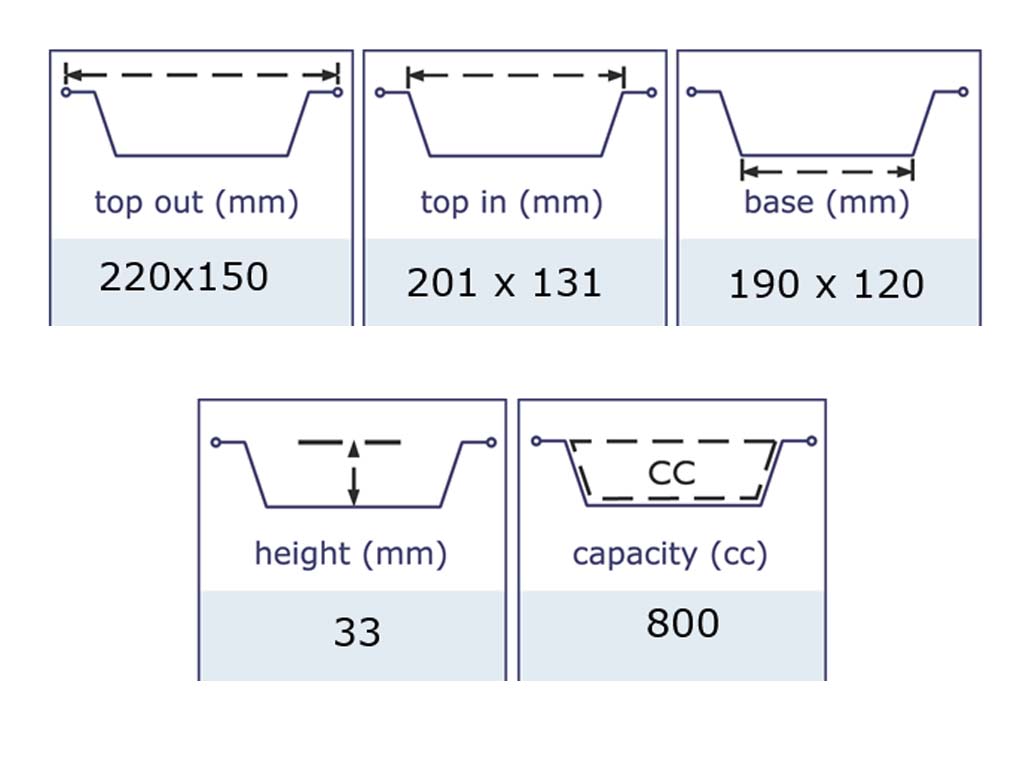 Aluminium Smoothwall Tray 220X150X33  468/BOX 800CC