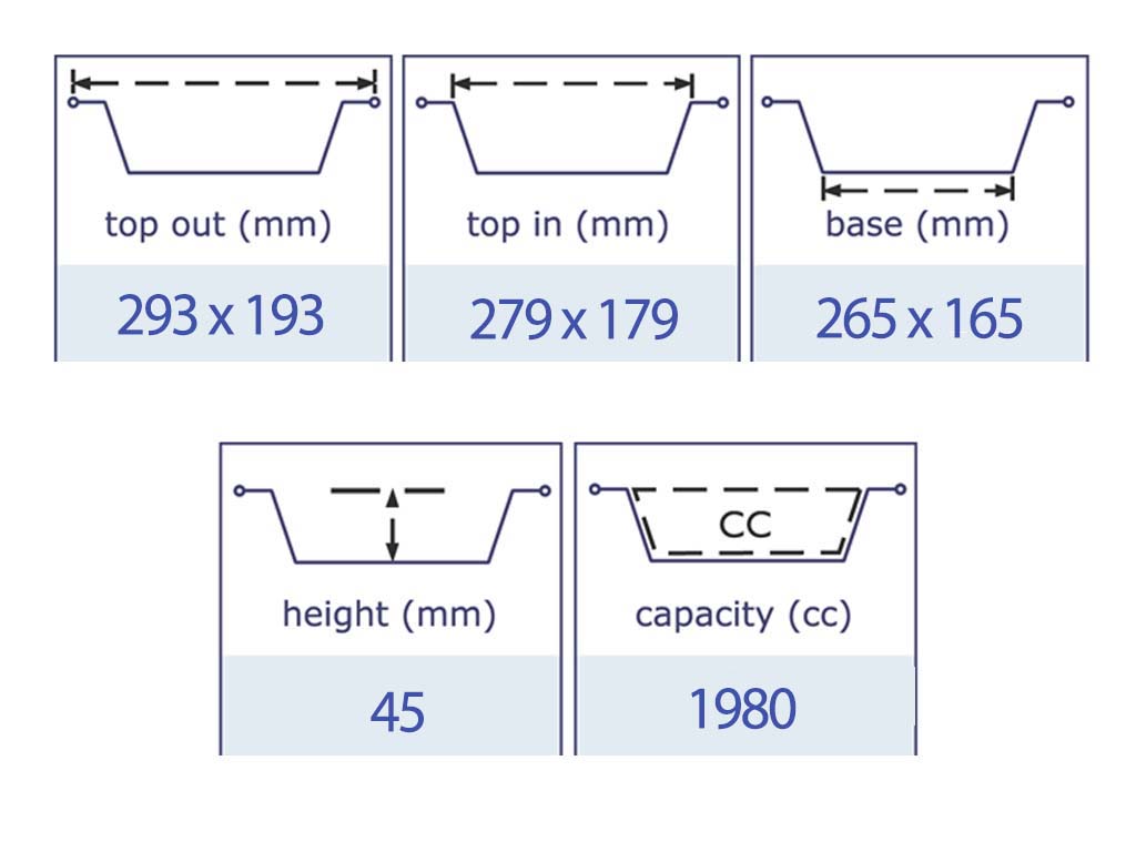 Aluminium Foil Tray 293 X 193 X 45 300/BOX