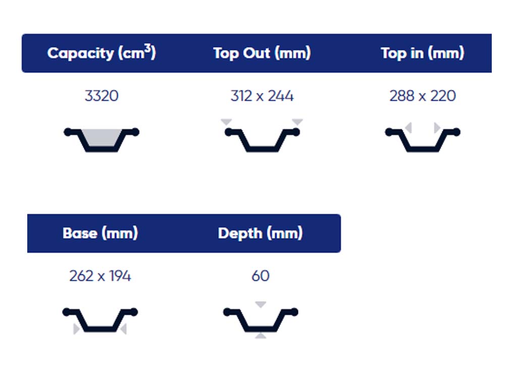 Aluminium Smoothwall Tray 312 X 244 X 60 140/BOX