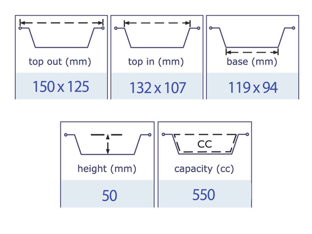 Aluminium Rect. Tray 150 X 125 X 50  900/BOX