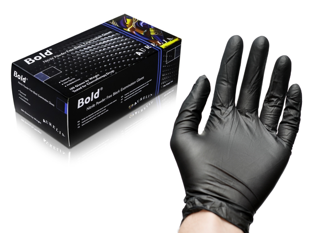 Bold Nitrile Black Gloves Small 100/PK