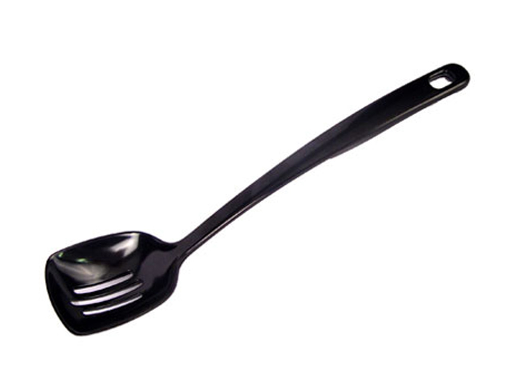 BLACK MELAMINE SLOTTED SPOON 310MM