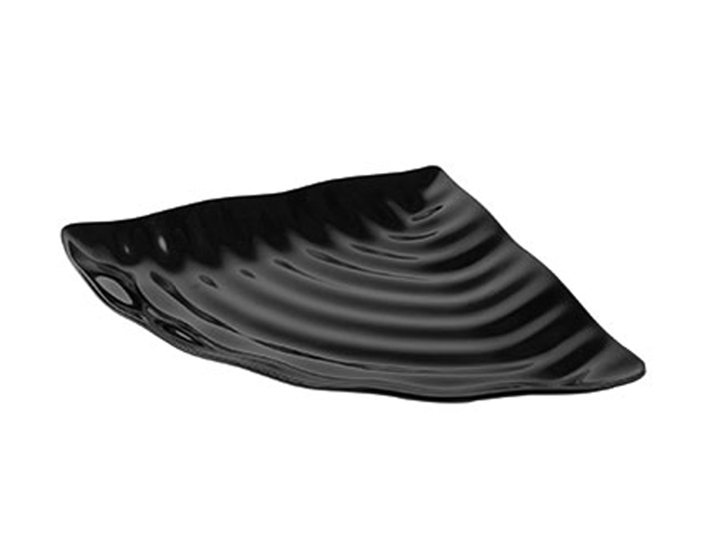 WAVY CURVED MELAMINE BLK PLATTER 269 X 374 X 38MM