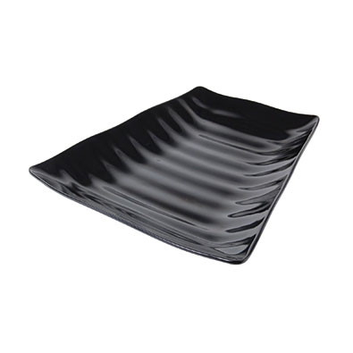 Wavy Curved Melamine Blk Platter 259 X 247 X 38MM