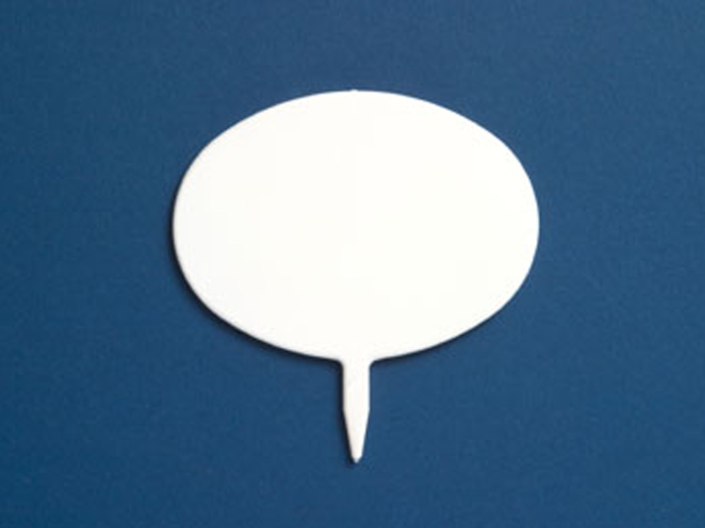 TICKET PIN OVAL WHITE 70MM X 50MM