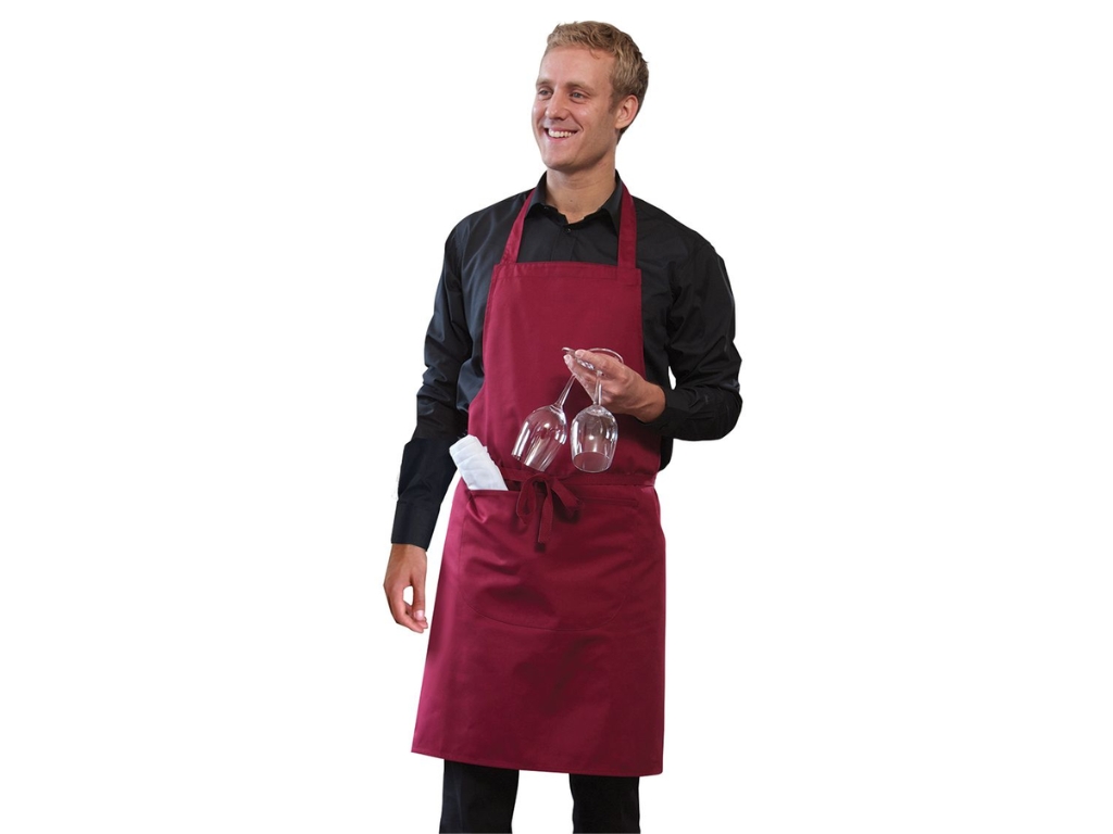 CLARET BIB APRON COTTON ADJUSTABLE HALTER