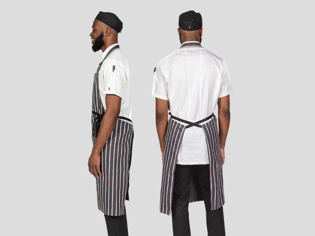 Black/White Stripe Apron Cotton Adjustable Halter