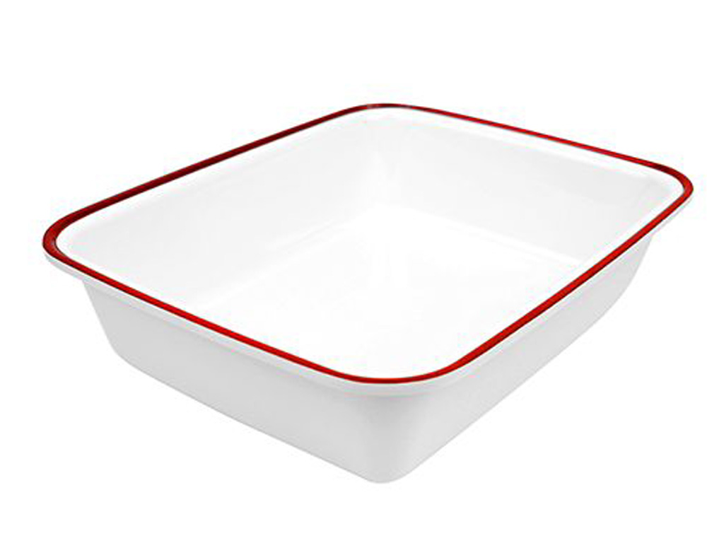 RED ENAMELWARE MELAMINE 1/2 SIZE DISH 3.7L