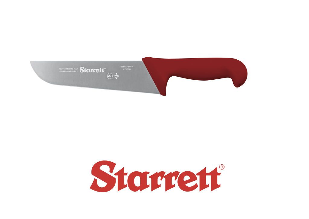 8" Butcher Knife Red Curved Narrow