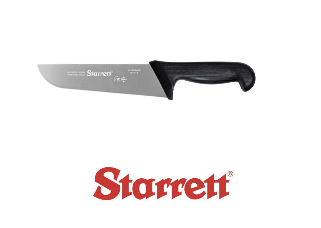8" Butcher Knife Black Wide Straight
