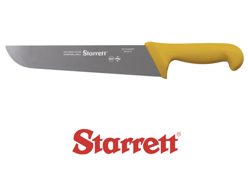 10" BUTCHER KNIFE YELLOW WIDE STRAIGHT