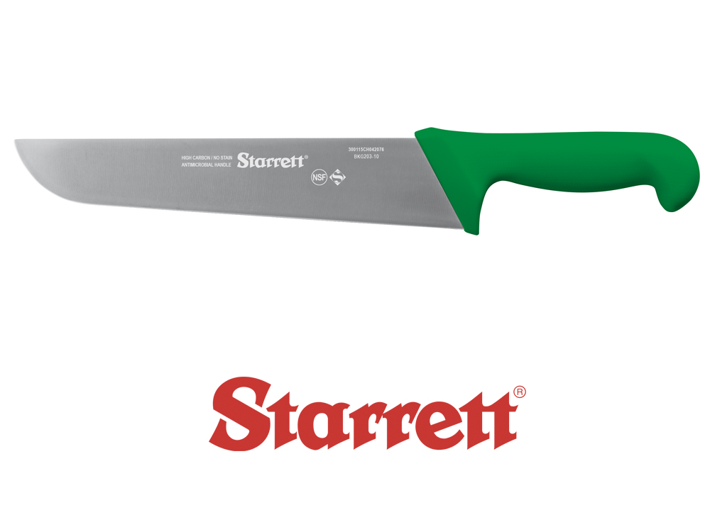 10" BUTCHER KNIFE GREEN WIDE STRAIGHT