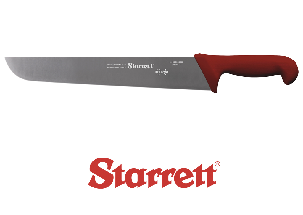 12" Butcher Knife Red Wide Straight
