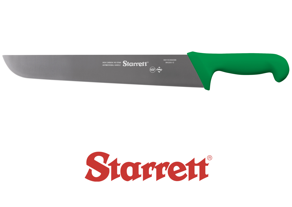 12" Butcher Knife Green Wide Straight