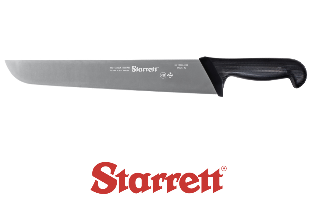 12" Butcher Knife Black Wide Straight