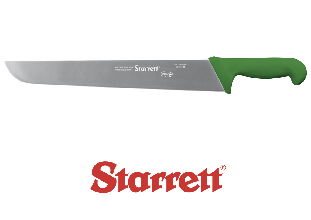 14" Butcher Knife Green Wide Straight