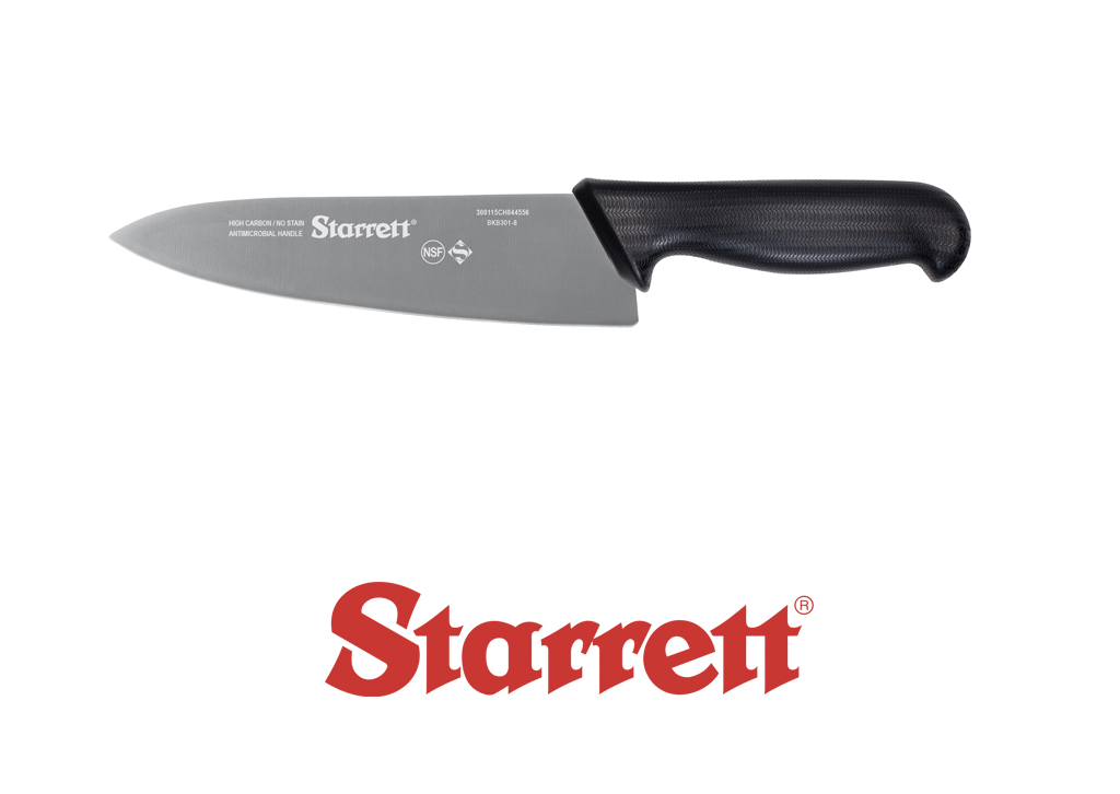 8" CHEFS KNIFE BLACK WIDE TRIANGULAR