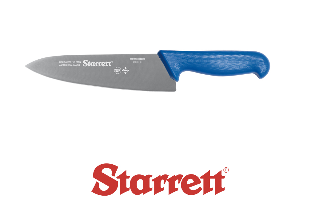 8" Chefs Knife Blue Wide Triangular