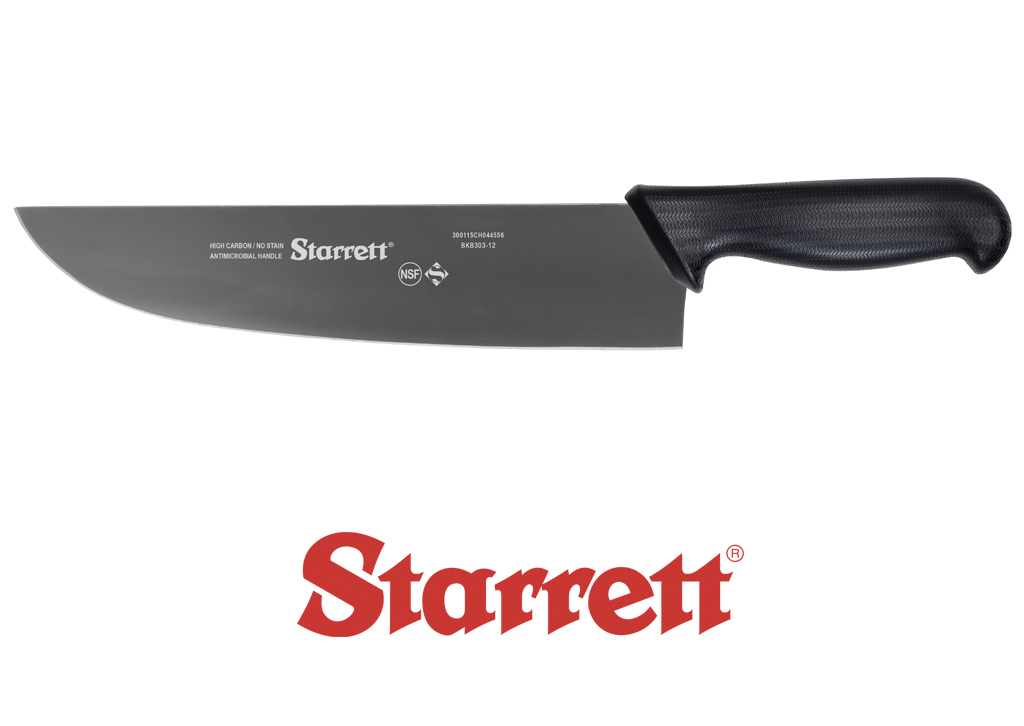 12" CHEFS KNIFE BLACK WIDE STRAIGHT
