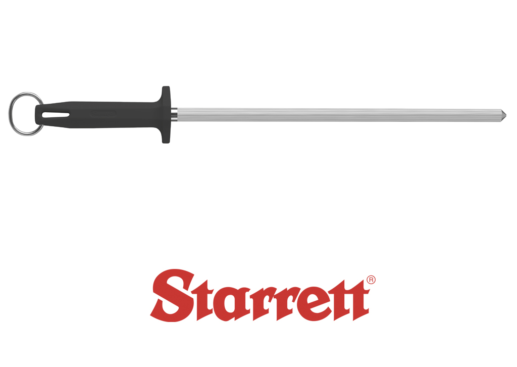 12" BLACK SHARPENING STEEL KNURLED FINISH