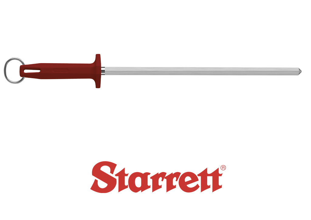 12" RED SHARPENING STEEL KNURLED FINISH
