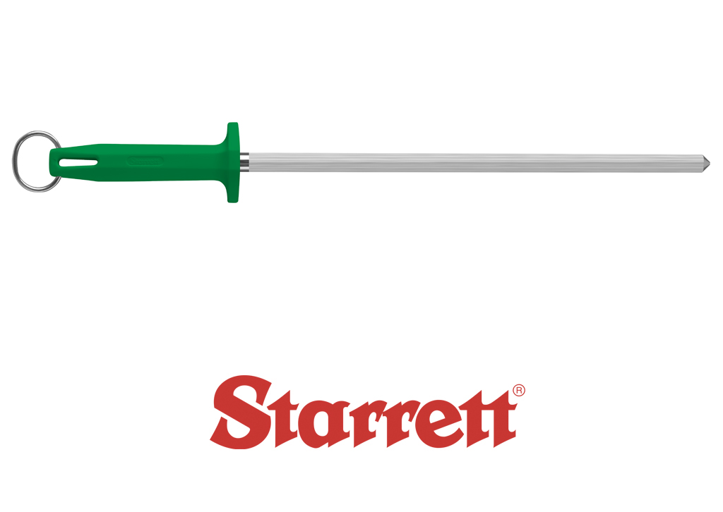 12" GREEN SHARPENING STEEL KNURLED FINISH