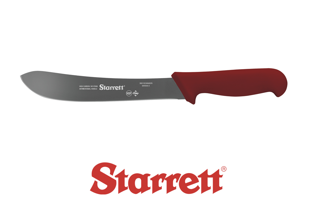 8" STEAK KNIFE RED NARROW CURVED