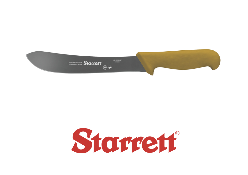 8" STEAK KNIFE YELLOW NARROW CURVED