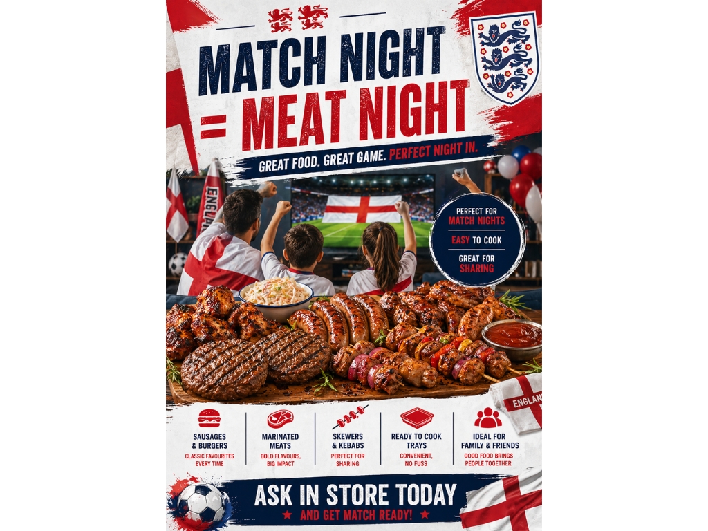 MATCH NIGHT = MEAT NIGHT ENGLAND