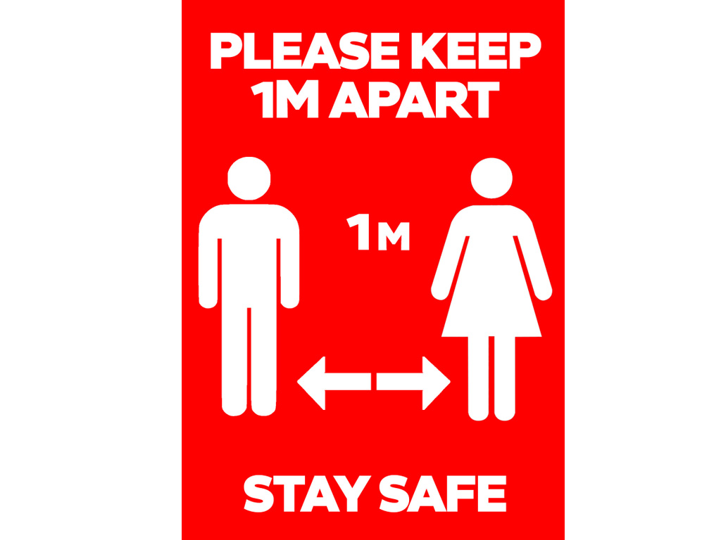PLEASE KEEP 1M APART STAY SAFE POSTER A1 PORTRAIT