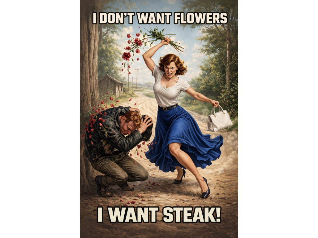 I DONT WANT FLOWERS I WANT STEAK