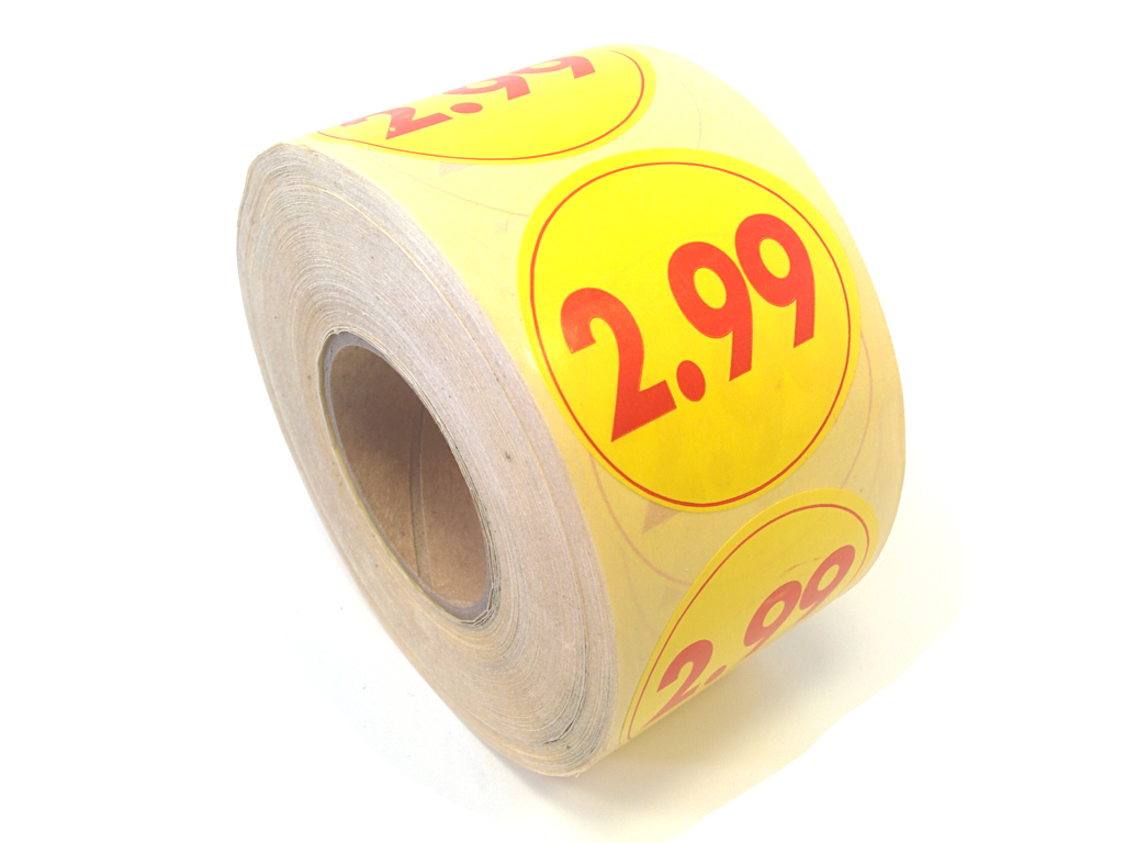 Price Circle 2.99 Red Labels 1000/ROLL