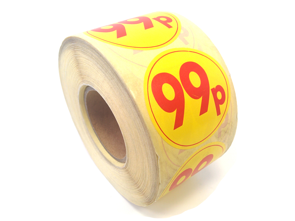 PRICE CIRCLE 99P YELLOW LABELS 1000/ROLL