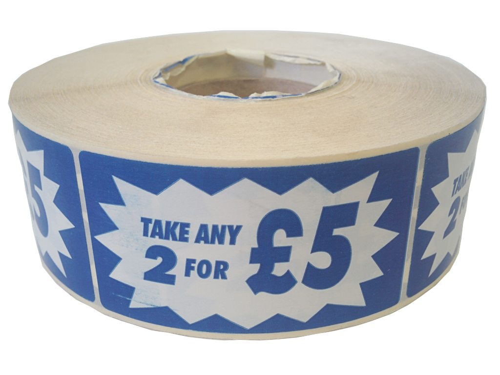 Oblong Star 2 For £5 Blue Labels 1000/ROLL