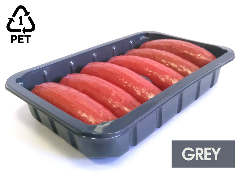 E837 Grey Sausage Tray w/DIVIDER RPET/PE 336/PK