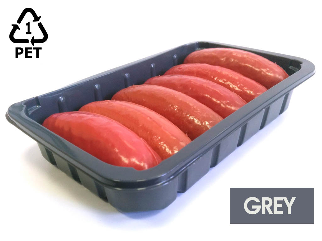 E837 Grey Sausage Tray Rpet/Pe 336/PACK