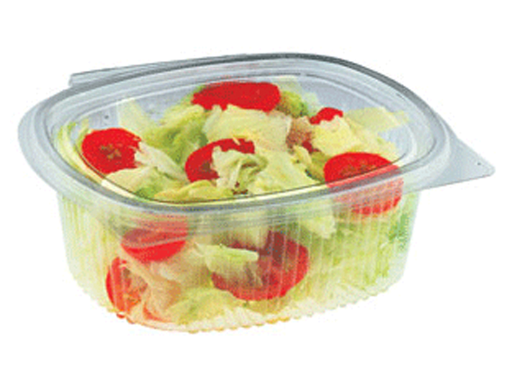 OVAL HINGED LID CONTAINER PET, 375CC 600/BOX V63